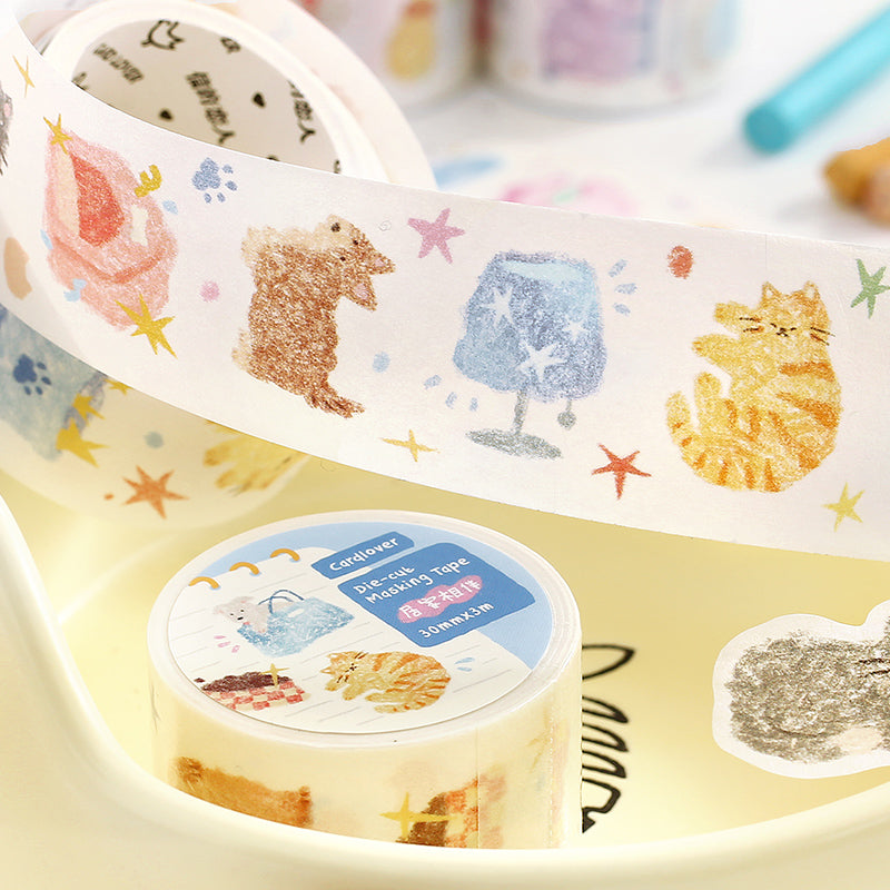 Wonderful Coloring Fun Series Die Cutting Washi Tape featuring color designs for journaling, scrapbooking and collage