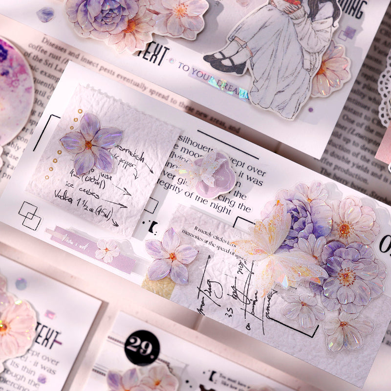 5.5cm*125cm Softly Blooming Flower Die Cutting Washi/PET/Shell Light Washi/PET Tape