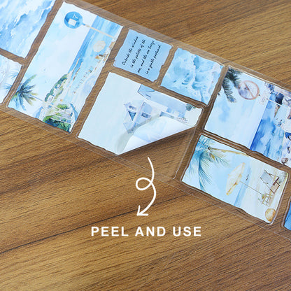 Seaside town Die Cutting Washi/PET Tape Set featuring sea designs for journaling, scrapbooking and collage