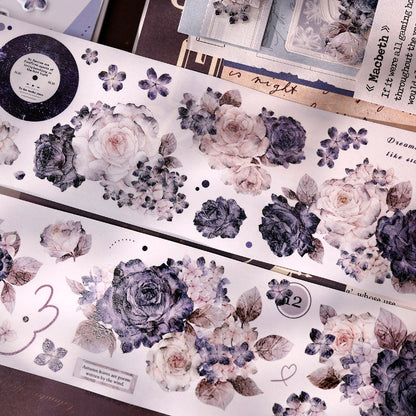 6cm*125cm Cloud Ink Flower Clusters Die Cutting Washi/PET/Shell Light Washi/PET Tape