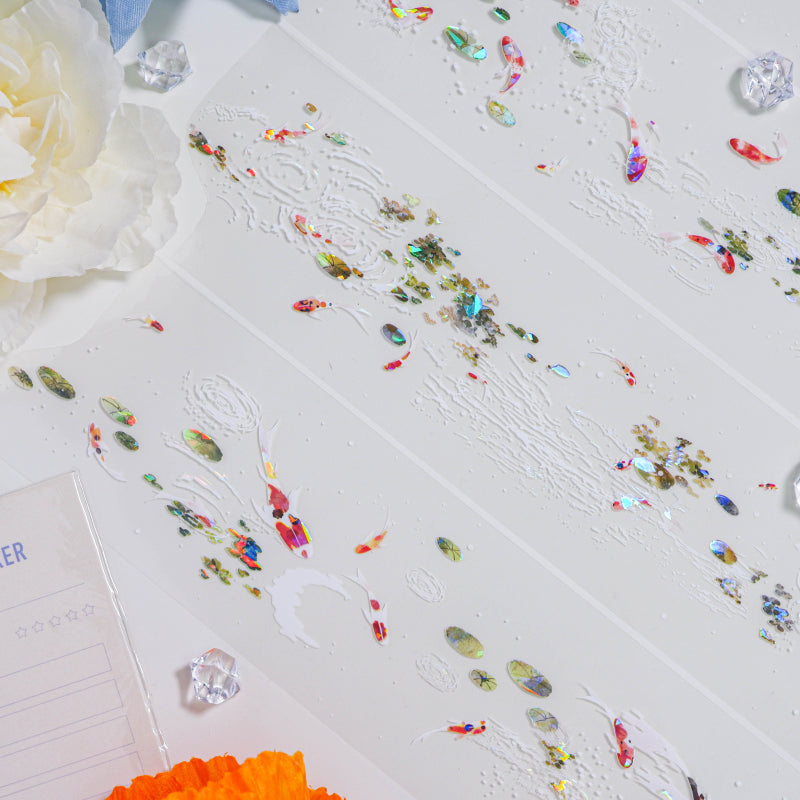 6cm*100cm Swimming Fish Glazed Light PET Tape featuring light designs for journaling, scrapbooking and collage