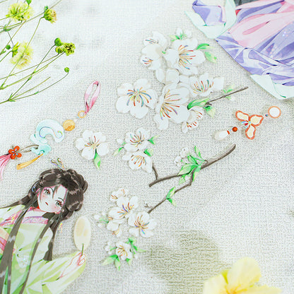 Apricot Blossoms Die Cutting Washi/Shell Silver PET Tape featuring silver designs for journaling, scrapbooking and collage