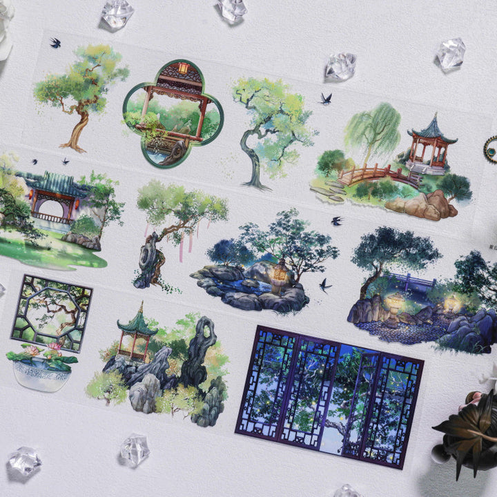 Whole Roll 7.5cm*5m Summer Garden PET Tape featuring garden, and summer designs for journaling, scrapbooking and collage