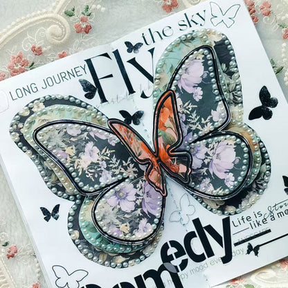 Whole Roll 8cm*5m Fantail Butterfly Die Cutting Washi/PET/Synthetic Paper Tape featuring butterfly designs for journaling, scrapbooking and collage