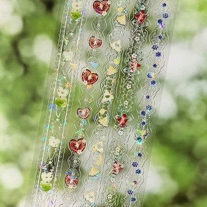 Whole Roll 6cm*5m Fruit Lace Die Cutting Shell Light PET Tape featuring lace, fruit, and light designs for journaling, scrapbooking and collage