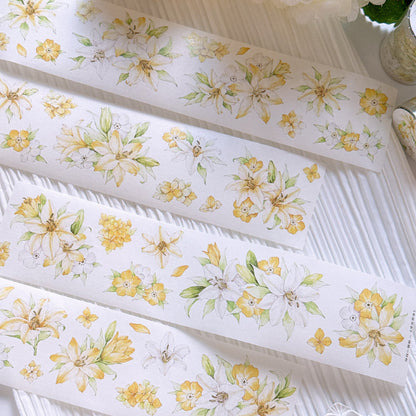 5.5cm*100cm Floating Light Lily Die Cutting Washi/PET Tape featuring light designs for journaling, scrapbooking and collage