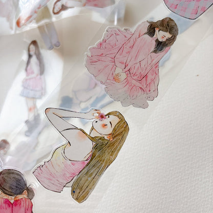 Whole Roll 6cm*10m Little Pink Die Cutting Washi/PET/Fog PET Tape