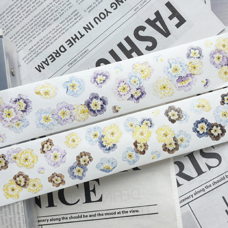 Whole Roll 5cm*5m Fairy Primrose Die Cutting Washi/PET/Flash Sand Synthetic Paper Tape featuring rose, and fairy designs for journaling, scrapbooking and collage