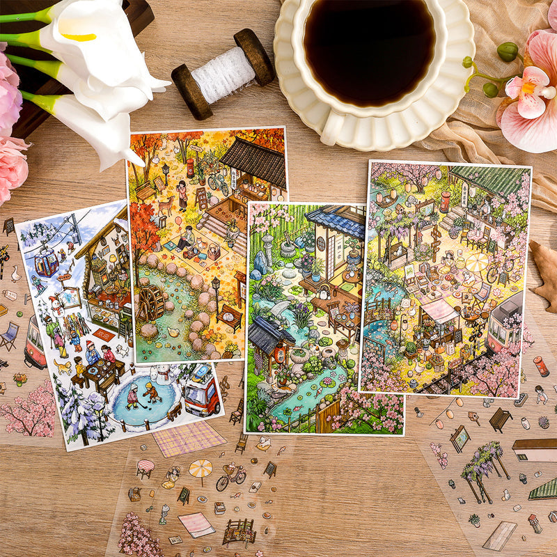 Four Seasons Light Series 3D Sticker featuring sea, and light designs for journaling, scrapbooking and collage