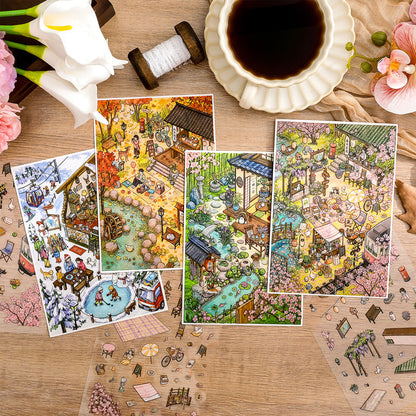 Four Seasons Light Series 3D Sticker featuring sea, and light designs for journaling, scrapbooking and collage