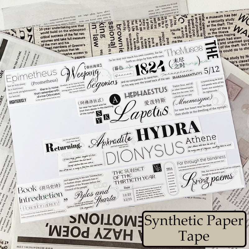 5cm*100cm Retro script Die Cutting Synthetic Paper/PET Tape