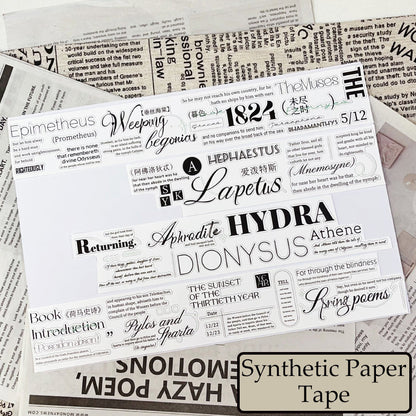 5cm*100cm Retro script Die Cutting Synthetic Paper/PET Tape