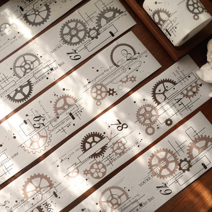 6cm*200cm Gear line pattern Die Cutting Washi/PET Tape for journaling, scrapbooking and collage