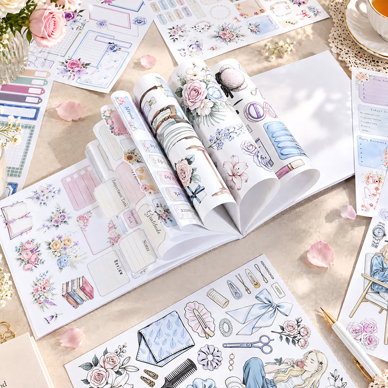 Beauty Diary Sticker Book featuring book designs for journaling, scrapbooking and collage