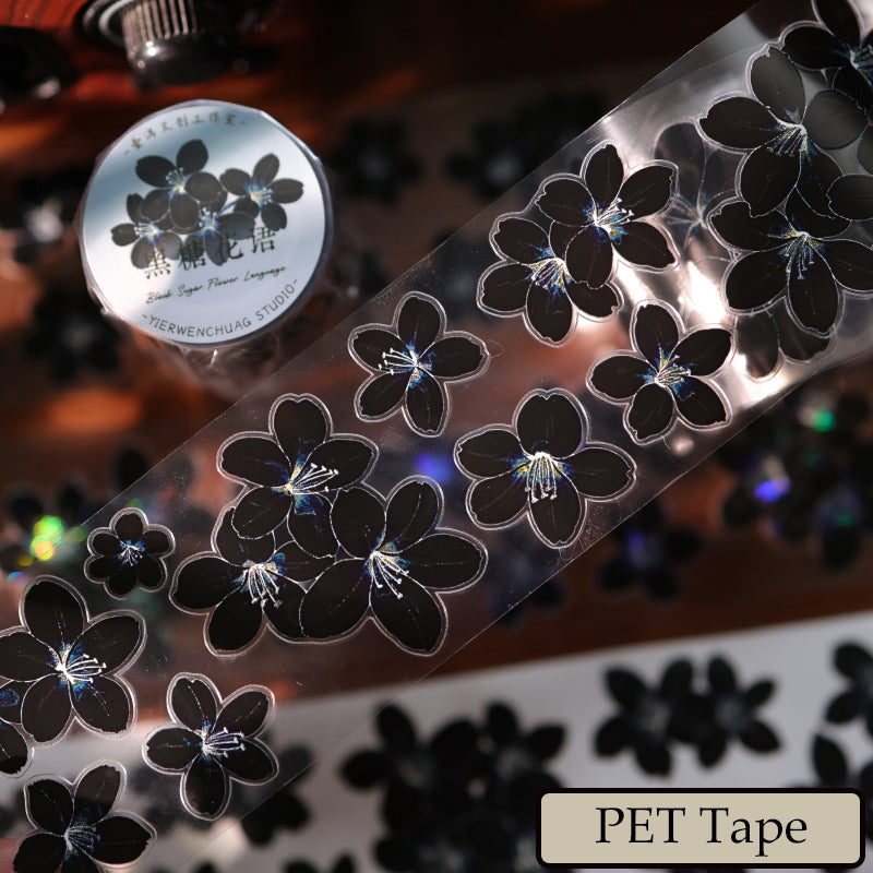 Black Sugar Flower Language Die-Cutting Washi Tape - Sample 100cm
