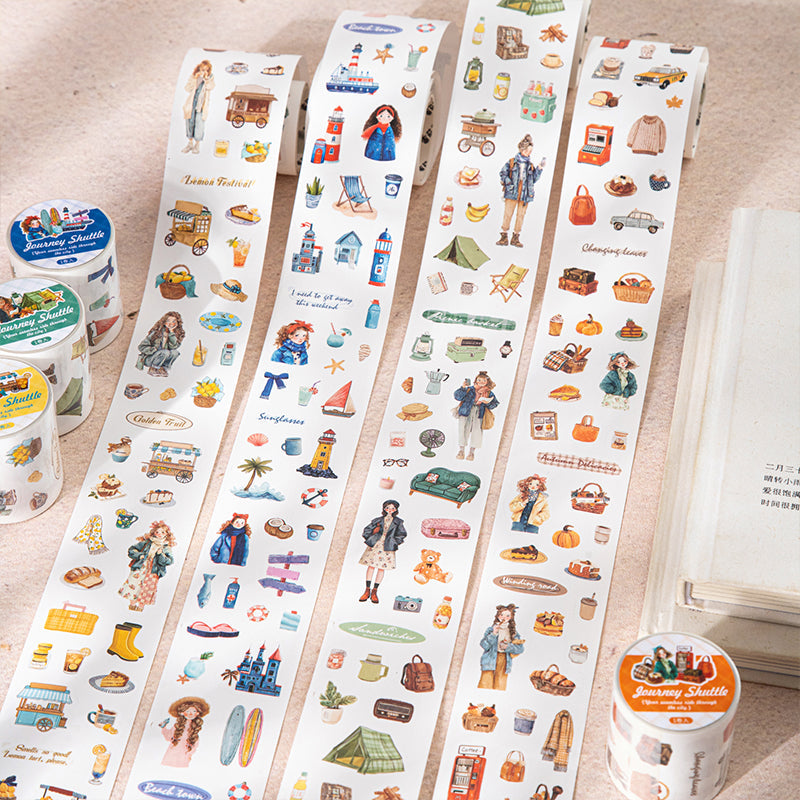 Travel Through Time Series Die Cutting Self-adhesive Tape for journaling, scrapbooking and collage