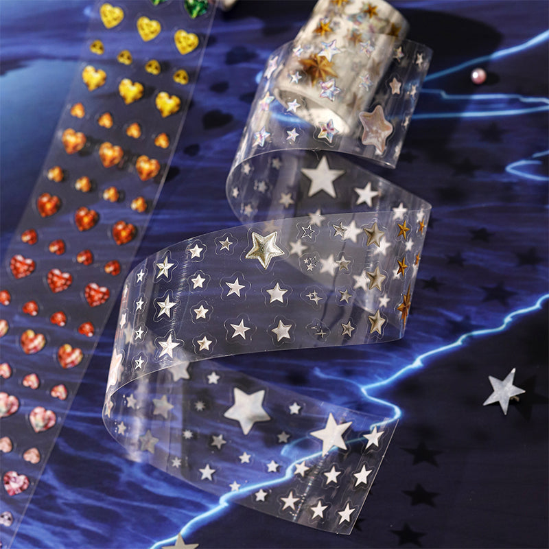 Lucky Starry Rain Series Die Cutting PET Tape featuring star, and rain designs for journaling, scrapbooking and collage