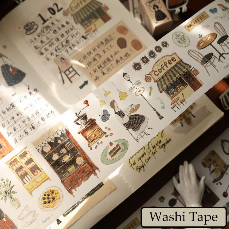 6cm*100cm Puff pastry tea party Die Cutting Washi/Fog PET Tape