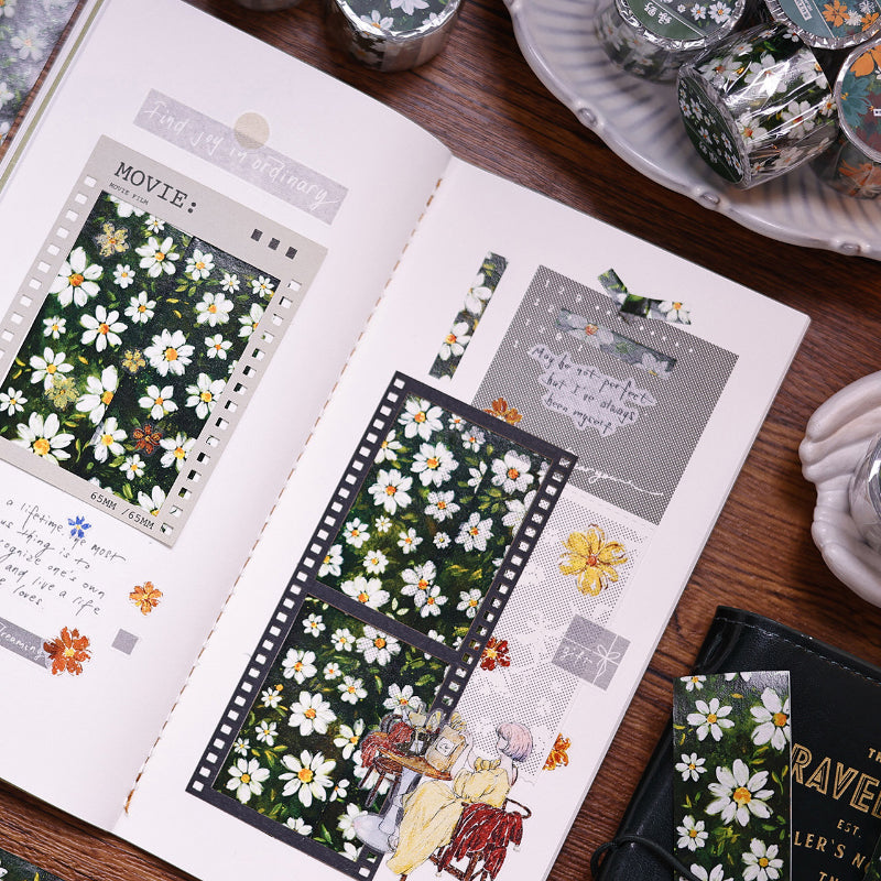 2.7cm*100cm Green Field Washi Tape featuring green designs for journaling, scrapbooking and collage