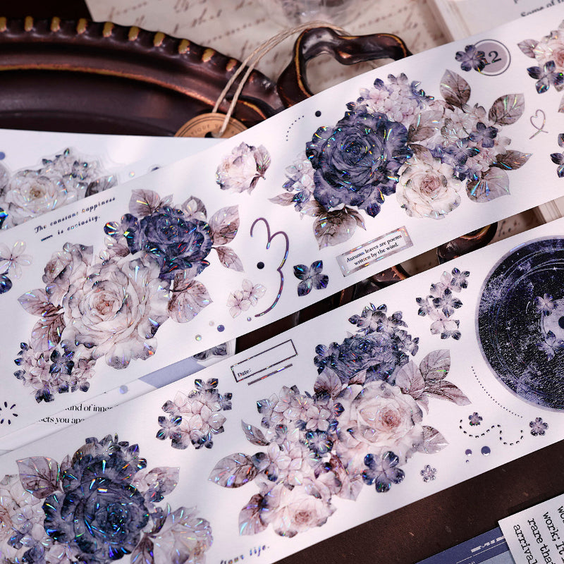 Whole Roll 6cm*5m Cloud Ink Flower Clusters Die Cutting Washi/PET/Shell Light Washi/PET Tape