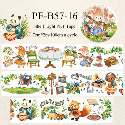 Forest Melodies Shell Light PET Tape featuring forest, and light designs for journaling, scrapbooking and collage