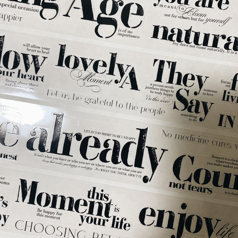 4.5cm*250cm Happy Quotes Die Cutting PET Tape for journaling, scrapbooking and collage