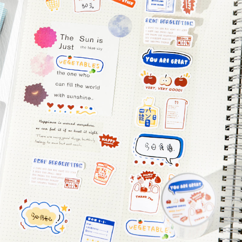Half sugar market series Die Cutting Self-adhesive Tape for journaling, scrapbooking and collage