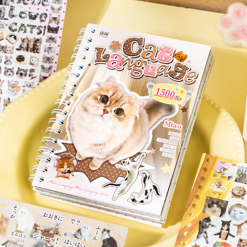 Meow Words Series Sticker Book featuring book designs for journaling, scrapbooking and collage
