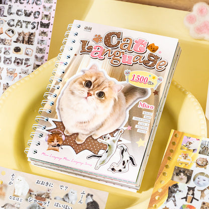 Meow Words Series Sticker Book featuring book designs for journaling, scrapbooking and collage