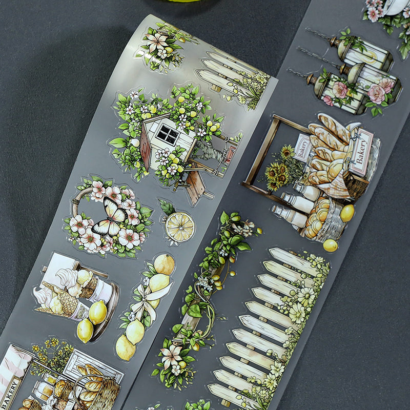 Lime Fragrant Cottage Die Cutting Fog PET Tape featuring cottage designs for journaling, scrapbooking and collage