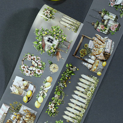 Lime Fragrant Cottage Die Cutting Fog PET Tape featuring cottage designs for journaling, scrapbooking and collage