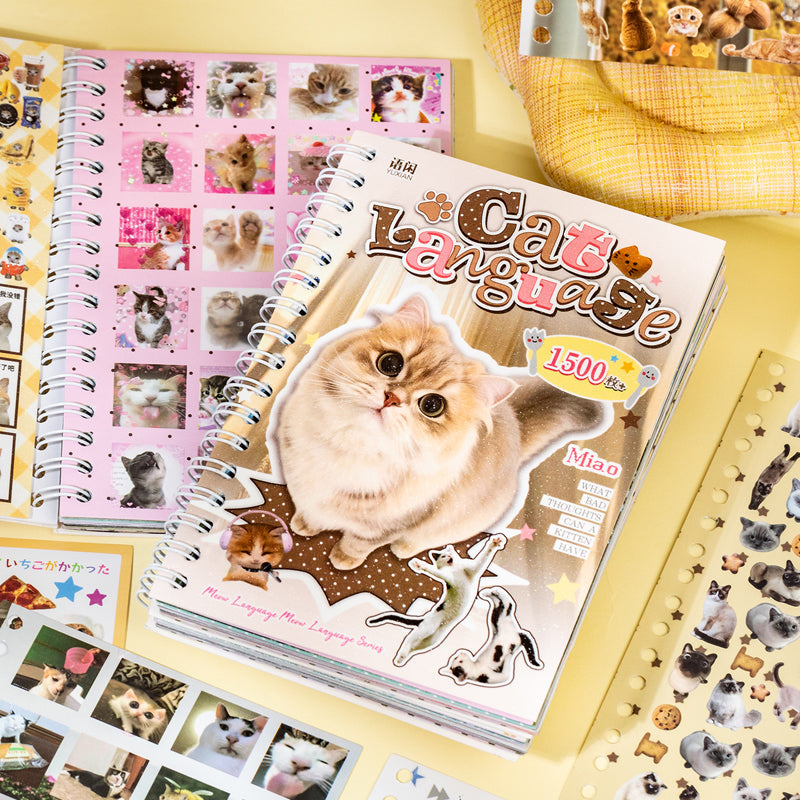 Meow Words Series Sticker Book featuring book designs for journaling, scrapbooking and collage