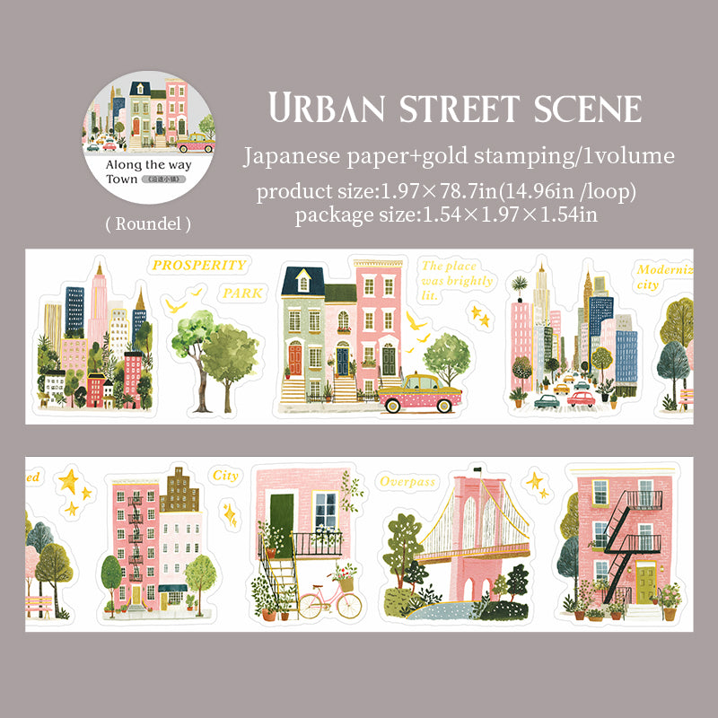 Towns Along The Way Series Die Cutting Gold Stamping Washi Tape