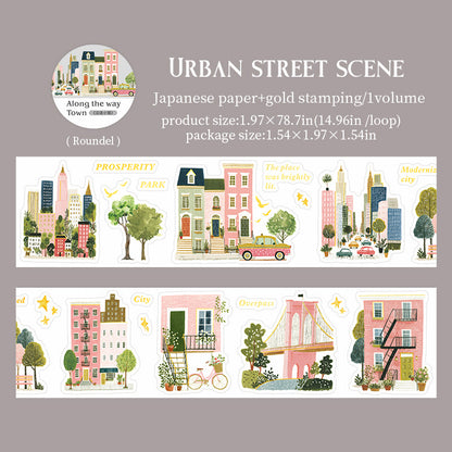 Towns Along The Way Series Die Cutting Gold Stamping Washi Tape