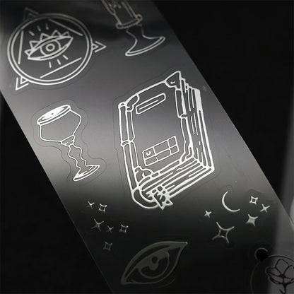Daily Essentials Series Die Cutting Silver Stamping PET Tape featuring silver designs for journaling, scrapbooking and collage