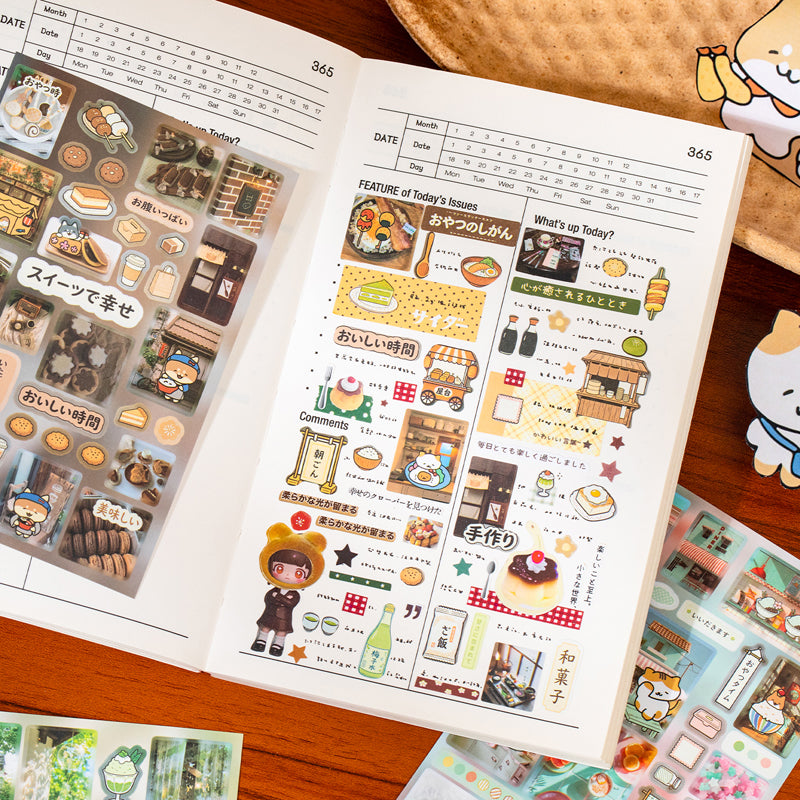 Cute Food Story Series Sticker Book featuring book designs for journaling, scrapbooking and collage