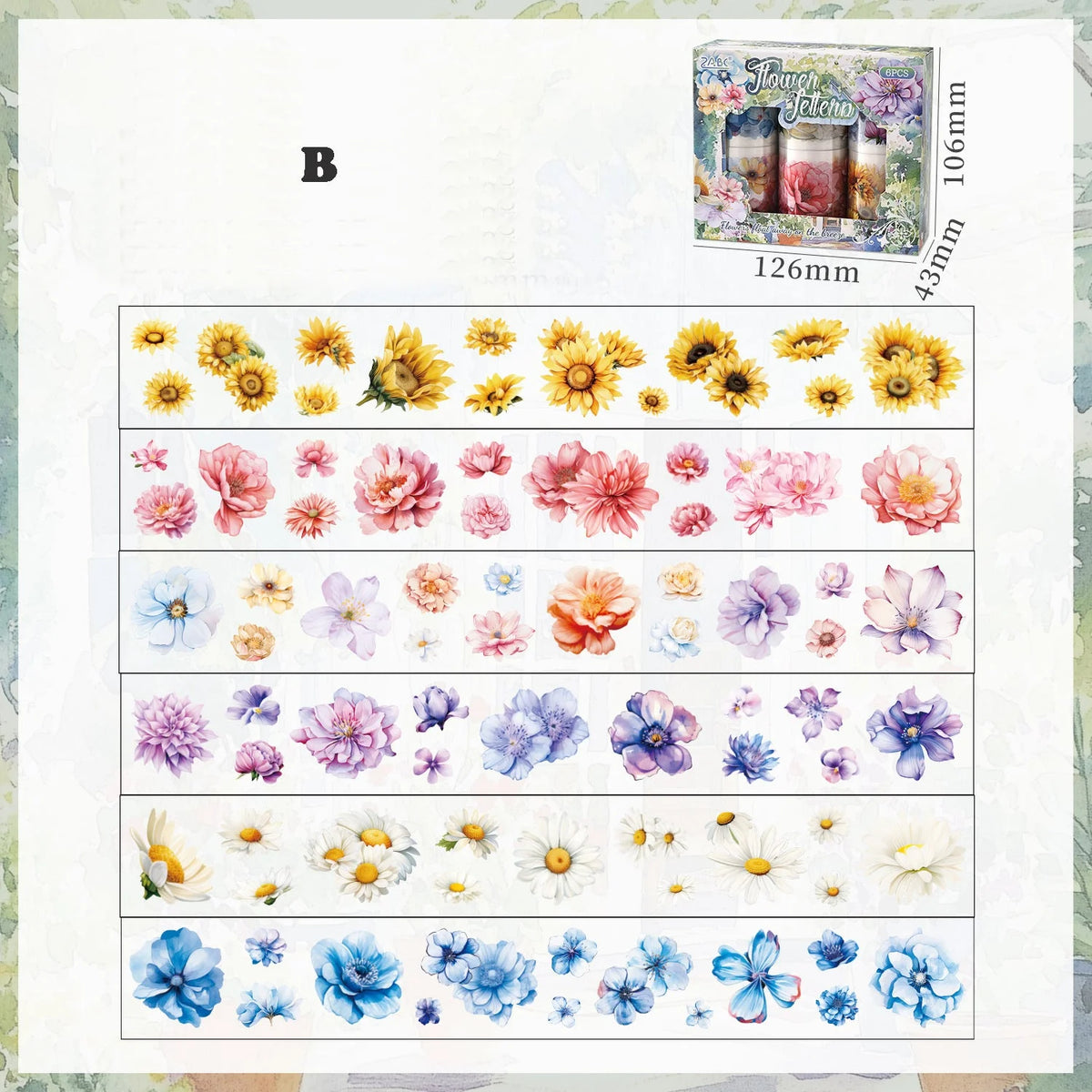 Pre-Cut Flower PET Tape Set