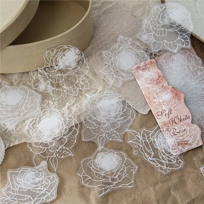 Moonlit White Garden Flower Sticker Pack