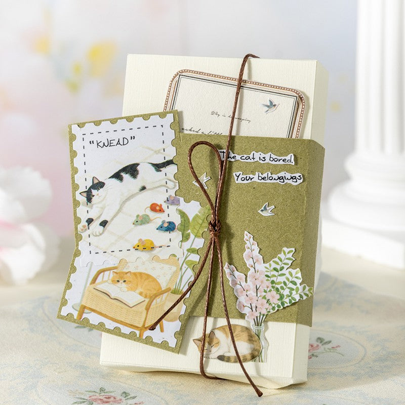 Spring Prelude Series tape featuring spring breeze, flower room, lazy cat cafe, and stream shelter designs for journaling, scrapbooking and collage