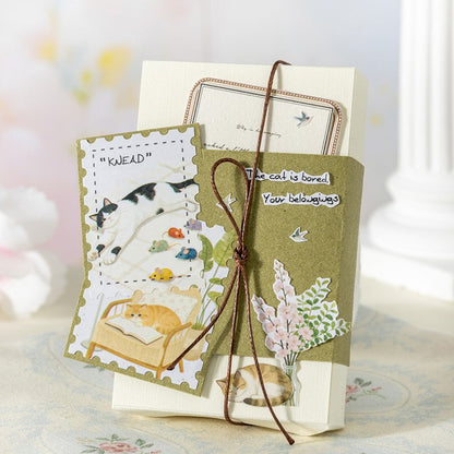 Spring Prelude Series tape featuring spring breeze, flower room, lazy cat cafe, and stream shelter designs for journaling, scrapbooking and collage