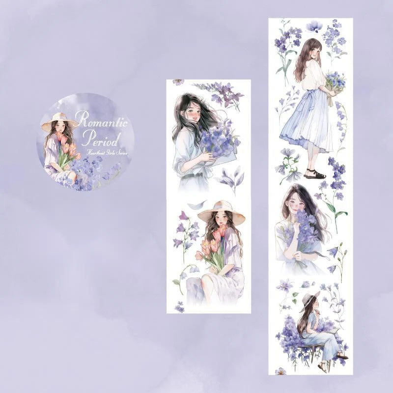 Light Vintage Figure & Flower Washi Tape