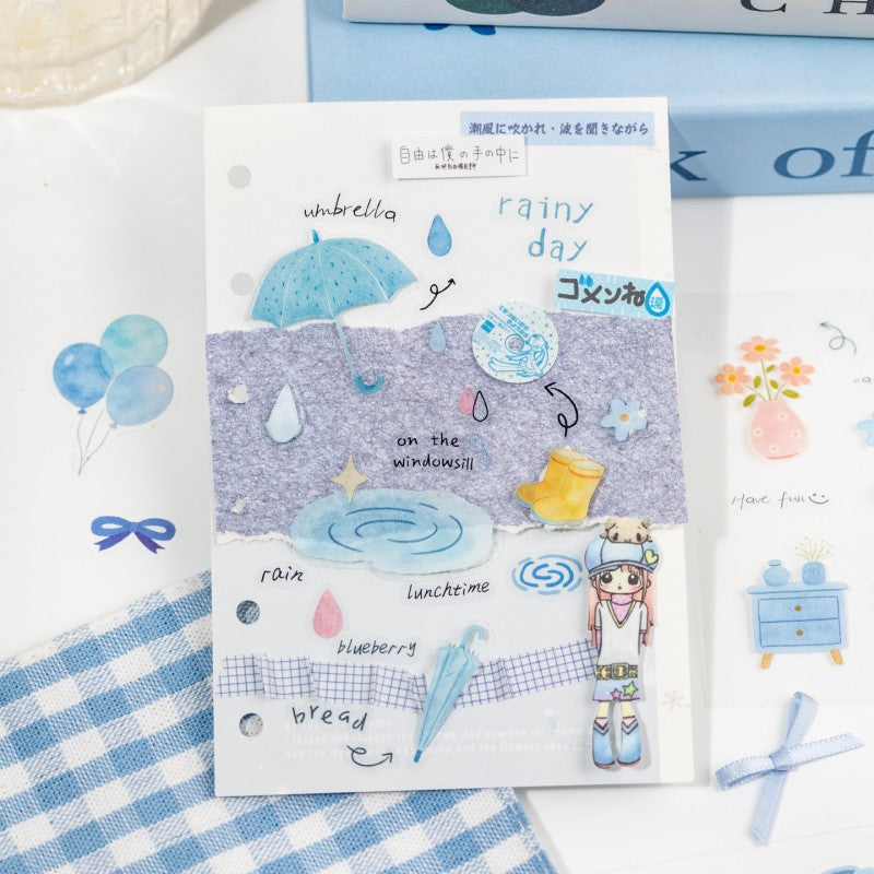 Four Seasons Signal Series PET sticker book featuring spring, summer, autumn, and winter seasonal designs for journaling, scrapbooking and collage