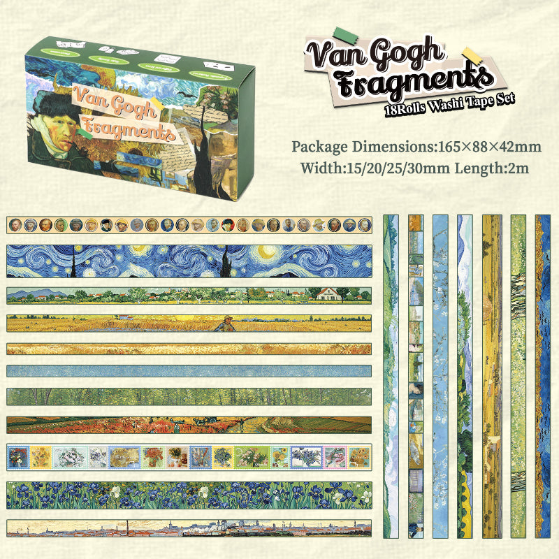 Van Gogh Fragment Series Washi Tape Set for journaling, scrapbooking and collage