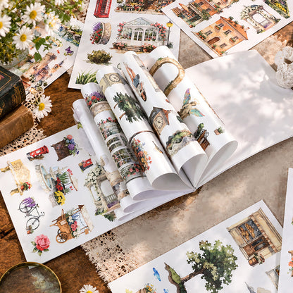 Charming Town Sticker Book featuring book designs for journaling, scrapbooking and collage