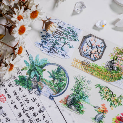 6cm*60cm Courtyard Through the Four Seasons PET Tape featuring sea designs for journaling, scrapbooking and collage