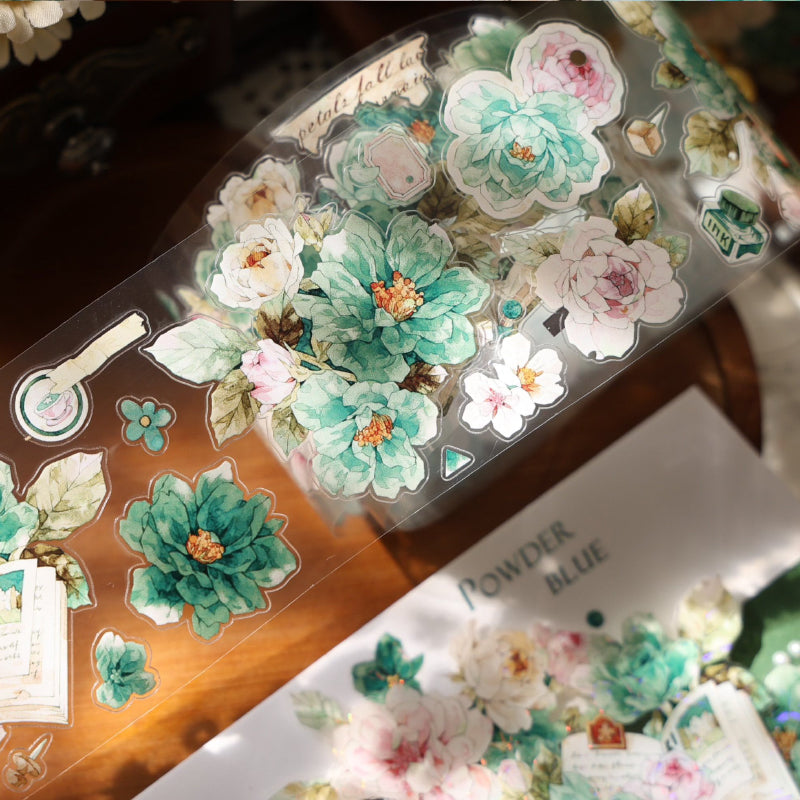5.5cm*100cm Dream Painting green Die Cutting Washi/PET/Shell Light PET Tape featuring dream, green, and light designs for journaling, scrapbooking and collage