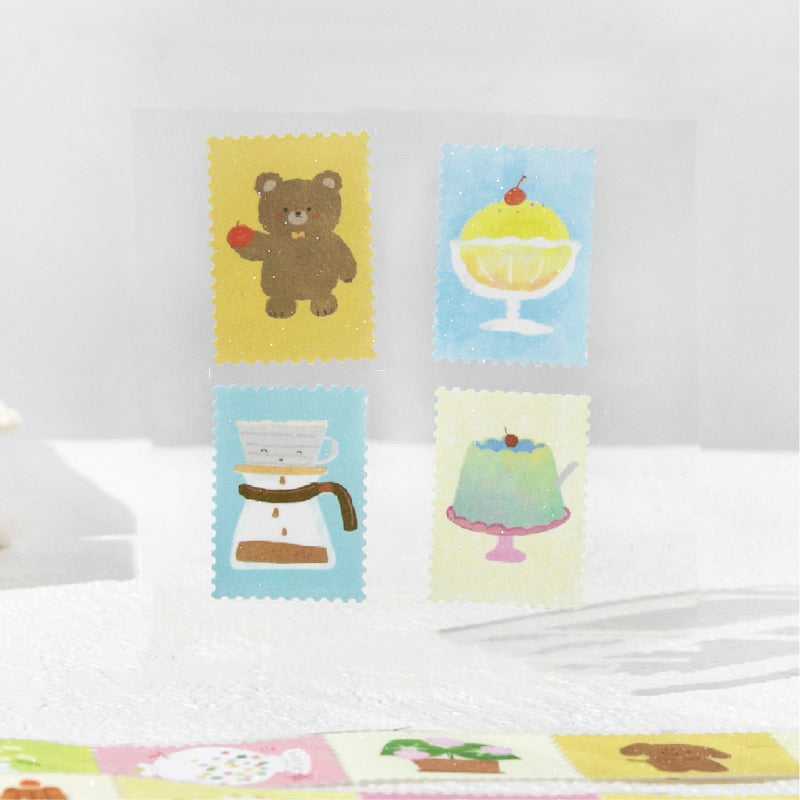 Tea Room Tour Series Die Cutting Flash Synthetic Paper Tape featuring tea designs for journaling, scrapbooking and collage