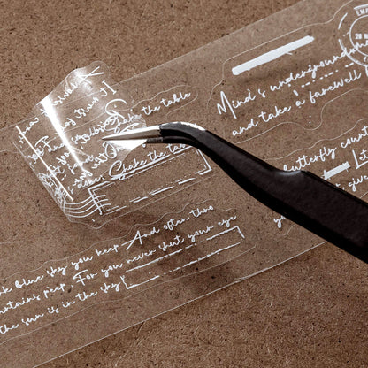 White Note Series Die Cutting PET Tape featuring white designs for journaling, scrapbooking and collage