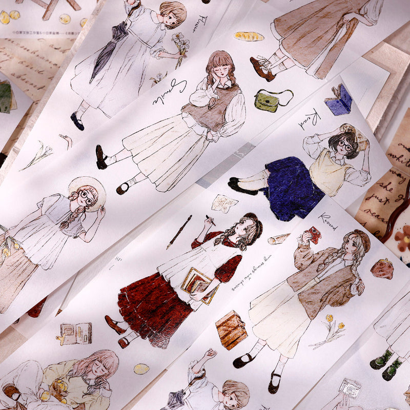 Whole Roll 5cm*5m Poetic Girl Die Cutting Washi/PET/Fog PET Tape