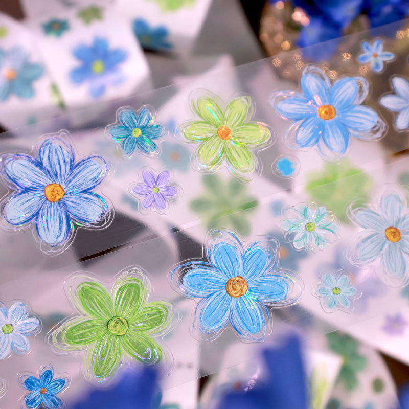 4cm*120cm Sea Mist Flower Die Cutting Shell Light Washi/PET Tape